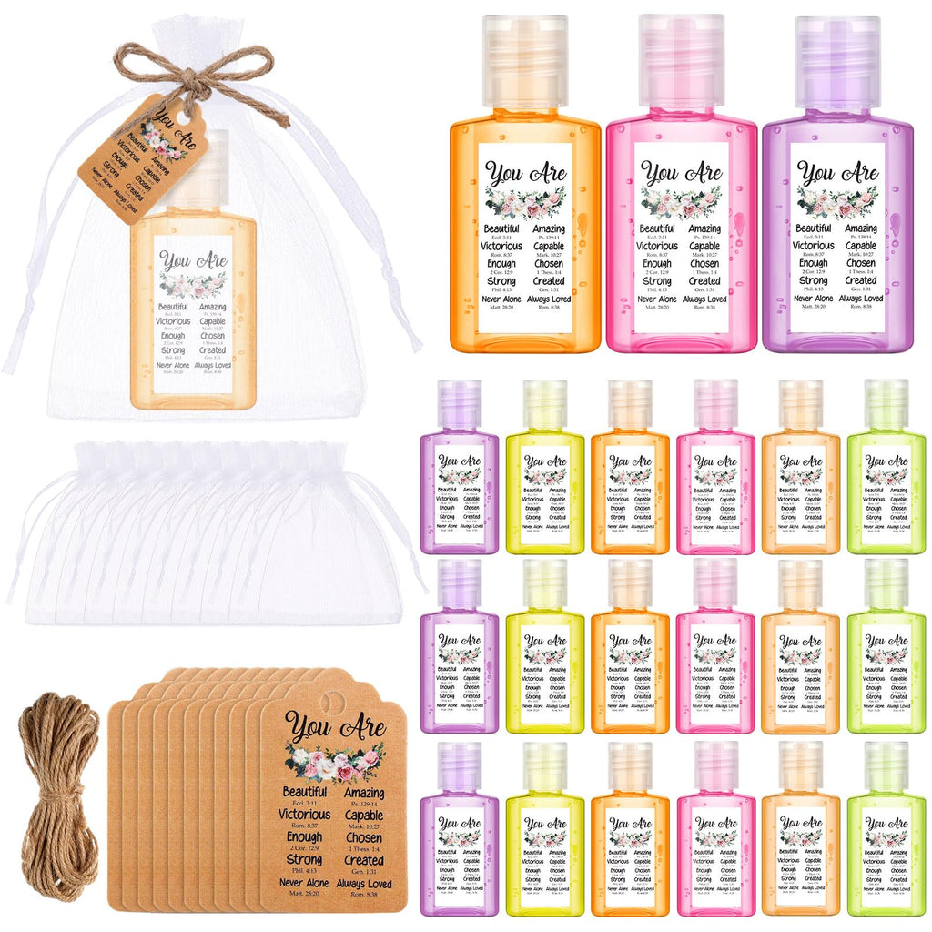 Frienda 24 Set Christian Hand Sanitizer Gift Set Bible Verse Travel Size Hand Sanitizer Christian Gift Bulk for Church Mini Hand