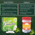 SOUL STICKS Natural Camphor Blocks - Camphor Tablets (450 Gram, 64 Tablets) for Aromatherapy, Odor Elimination, Puja - Alcanfor