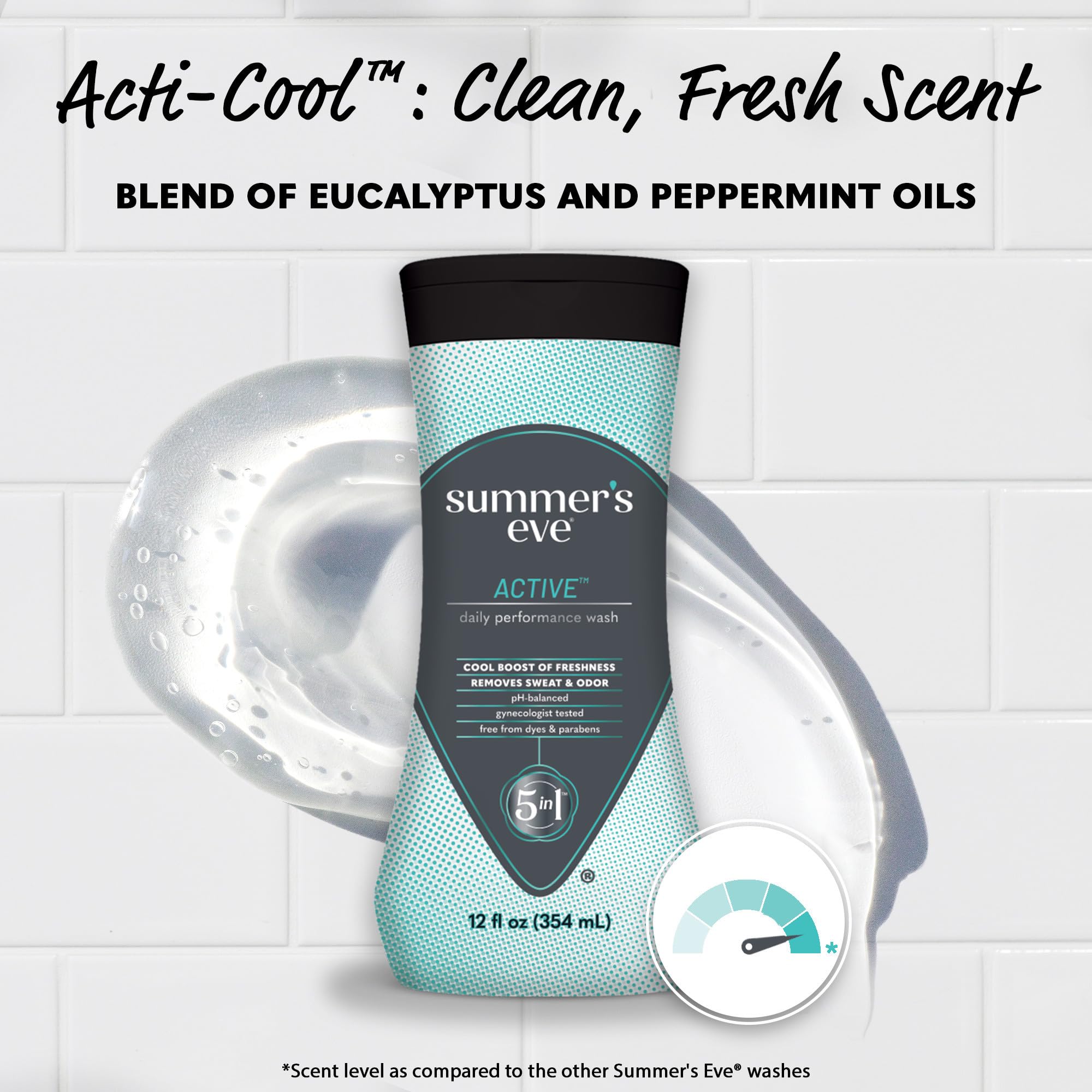 Summer's Eve Active Daily Performance All Over Feminine Body Wash, Feminine Wash pH Balanced, 12 fl oz bottle 3 Pack