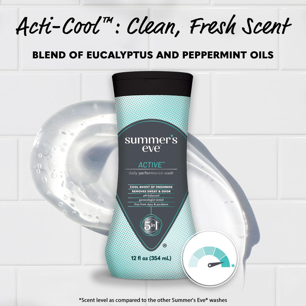 Summer's Eve Active Daily Performance All Over Feminine Body Wash, Feminine Wash pH Balanced, 12 fl oz bottle 3 Pack