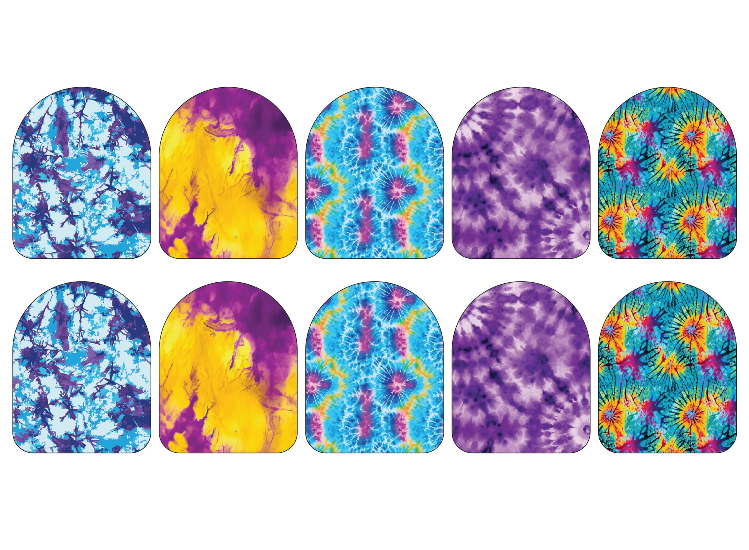 Glucomart Fabic Stickers for Omnipod (10 Count) - Maximum Strength Pod Stickers, Waterproof (Tie Dye Variety Pack) (Omnipod Stic