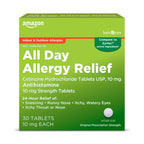 Amazon Basic Care All Day Allergy, Cetirizine Hydrochloride Tablets, 10 mg, Antihistamine, 30 Count (Packaging may vary)