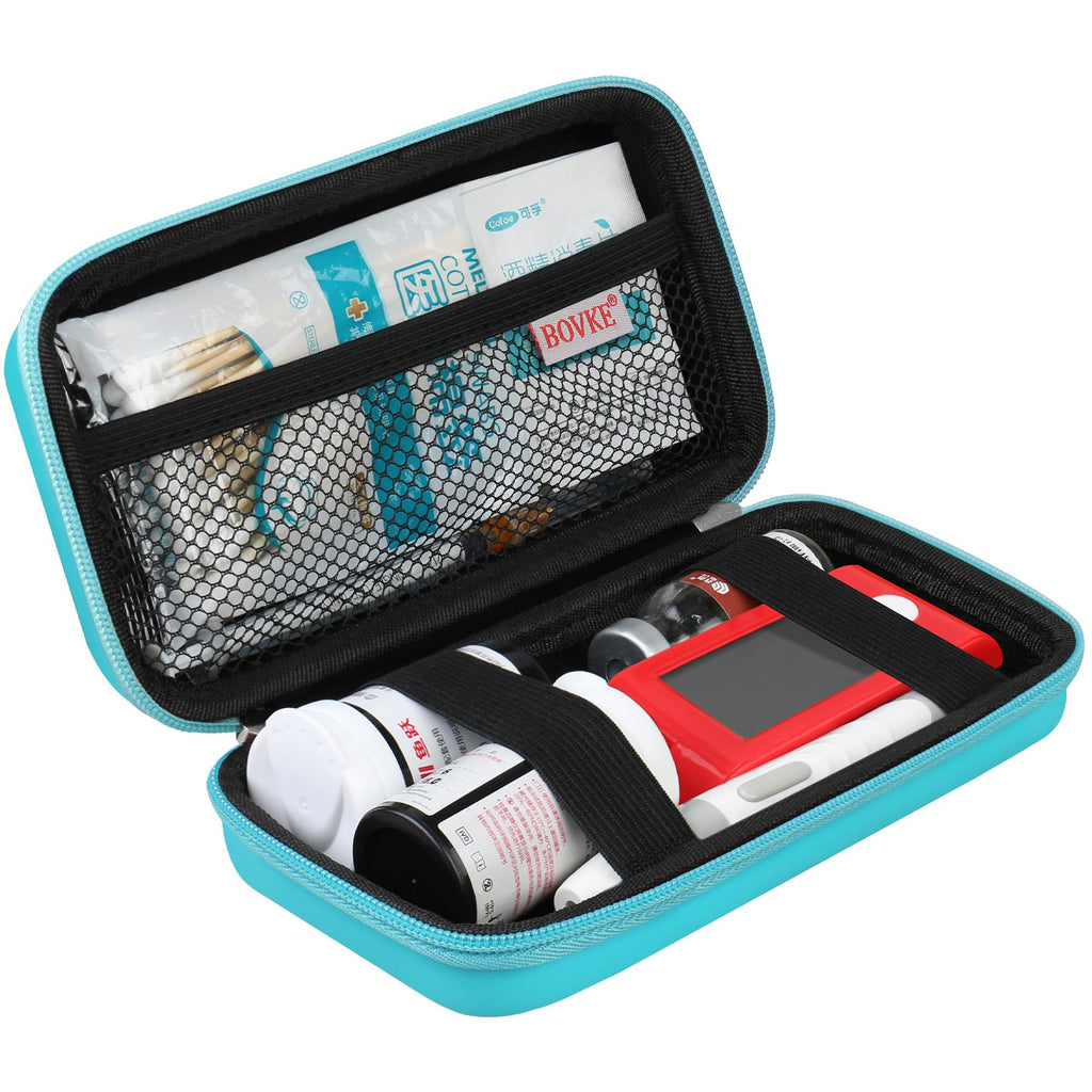 BOVKE Diabetic Supplies Case, Diabetes Travel Bag for Testing Kit, Blood Glucose Monitor Meters, Test Strips, Medication, Lancet