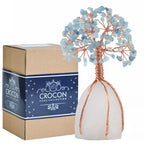 Aquamarine Gemstone Tree of Life - Natural Quartz Stone Base, Copper Wire Money Tree, Crystal for Positive Energy - Attract Good