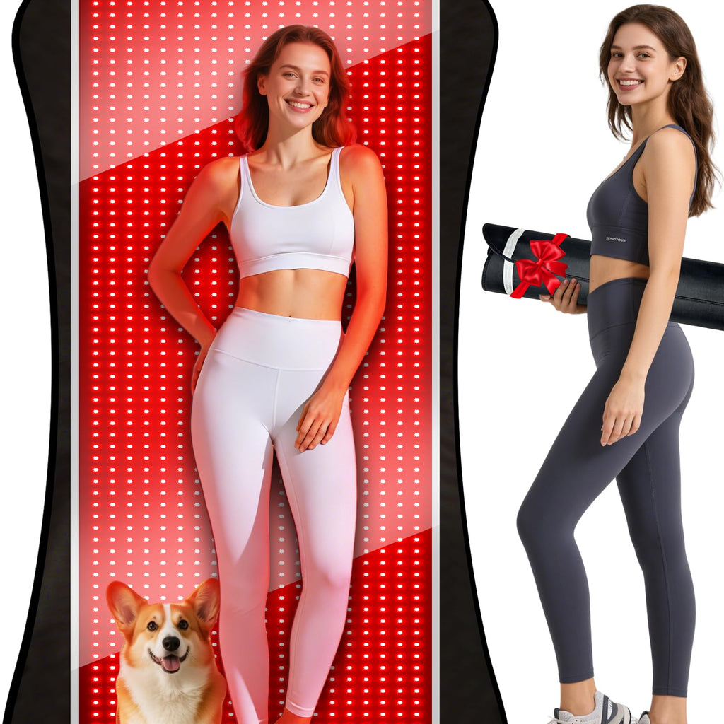 77.6 x 36 Red Light Therapy Mat for Body, 1408 LEDs (660nm& 850nm) Tri-Chip Dual Wavelength Infrared Red Light Blanket Pad, 5 Mo