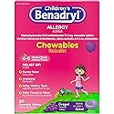 Benadryl Childrens Allergy Grape Chewables, 20 Count Per Box (6 Pack)