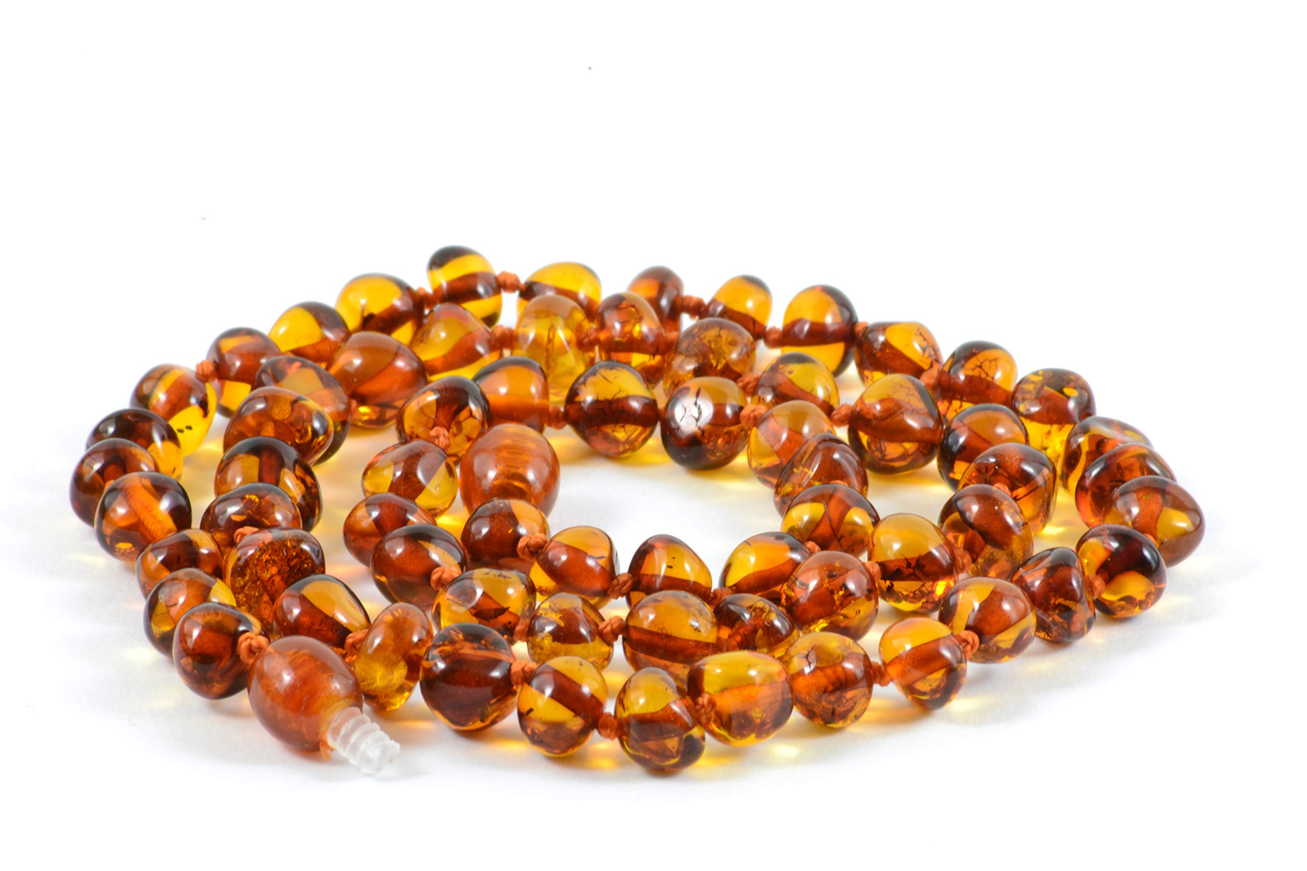 Baltic Amber Necklace for Adult - Natural Amber from Baltic Region, Genuine Baltic Amber (21.6, Cognac)