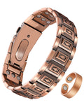 Jecanori Copper Magnetic Bracelet & Ring for Men,Pure Copper Bracelets for Men,Ideal Gift