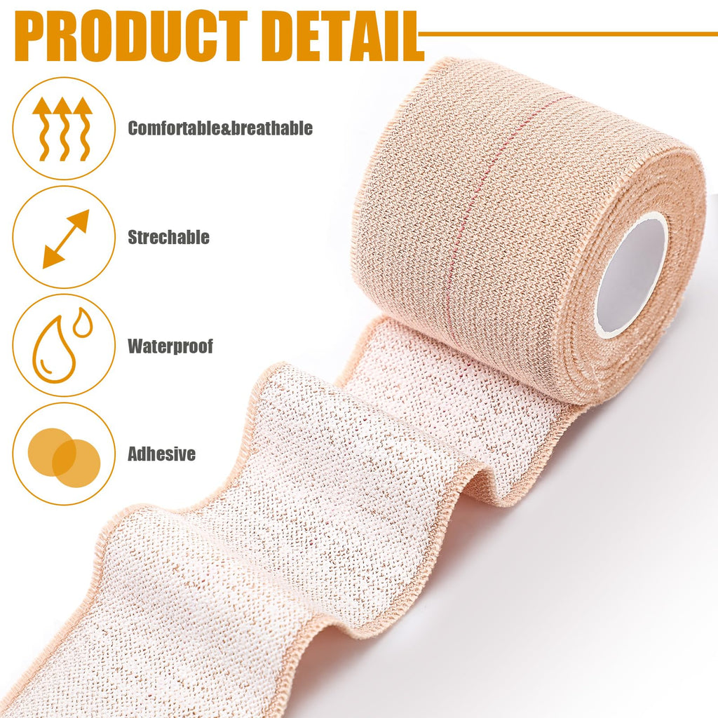 Geiserailie 12 Rolls 2 Inches Elastic Tape Adhesive Elastic Tape Self Adhesive Bandage Wrap Flexible Stretch Bandages for Sports