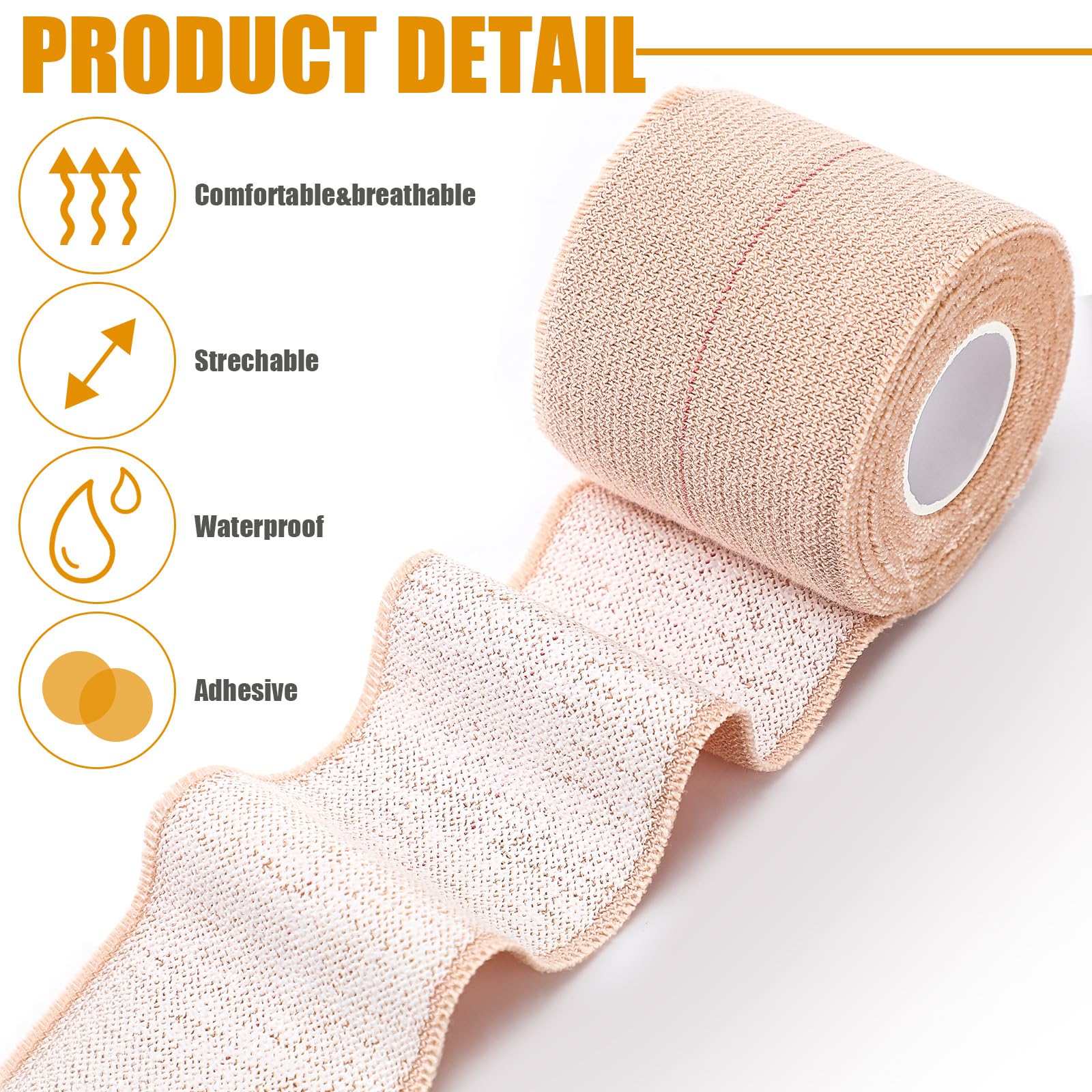 Geiserailie 12 Rolls 2 Inches Elastic Tape Adhesive Elastic Tape Self Adhesive Bandage Wrap Flexible Stretch Bandages for Sports