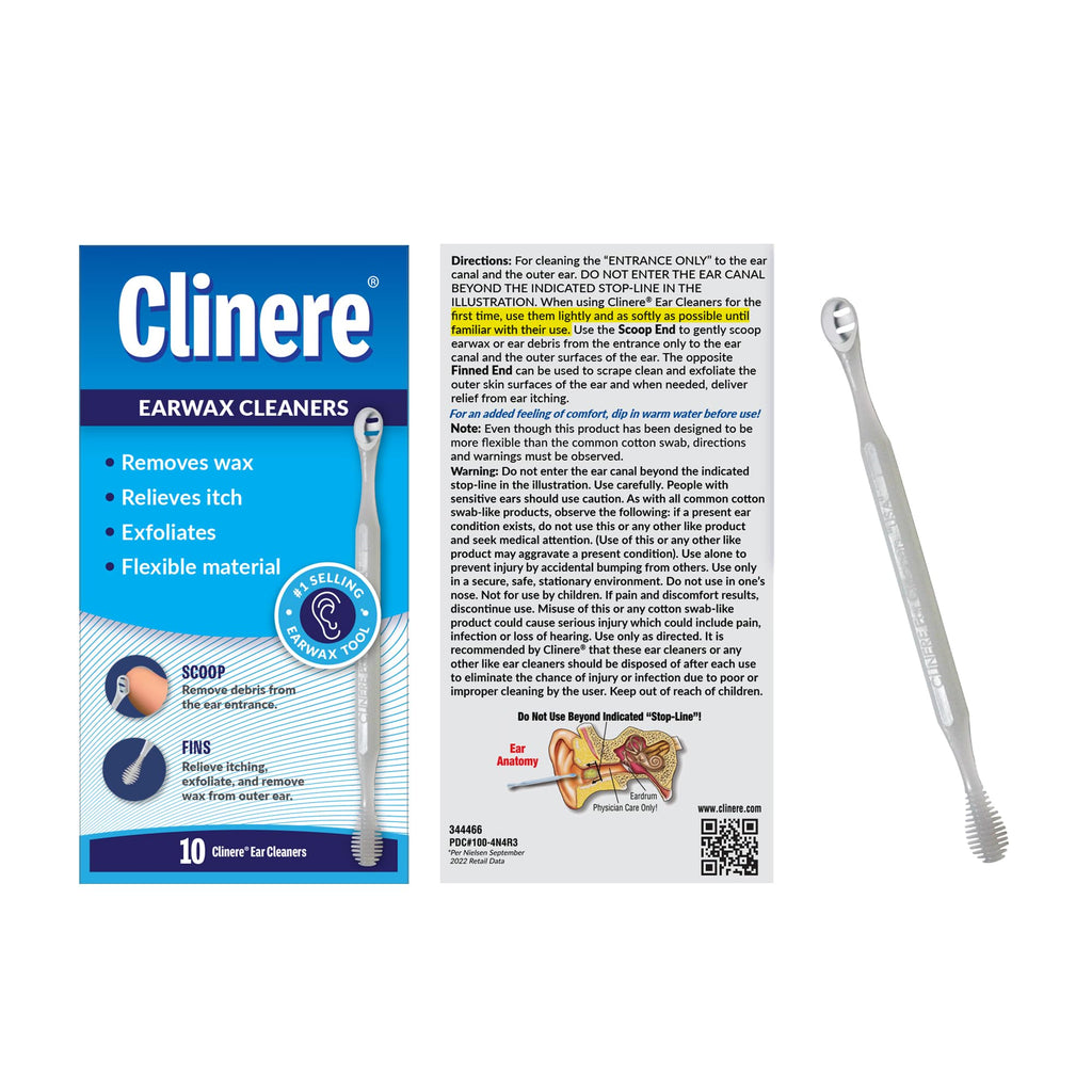 Clinere Ear Cleaners, 10 Count, (Pack of 3) Earwax Remover Tool Safely and Gently Cleaning Ear Canal at Home, Ear Wax Cleaner To