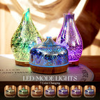 Porseme 500ml Essential Oil Diffuser 3D Glass Aromatherapy Ultrasonic Humidifier - Auto Shut-Off, Timer Setting, BPA Free for Ho