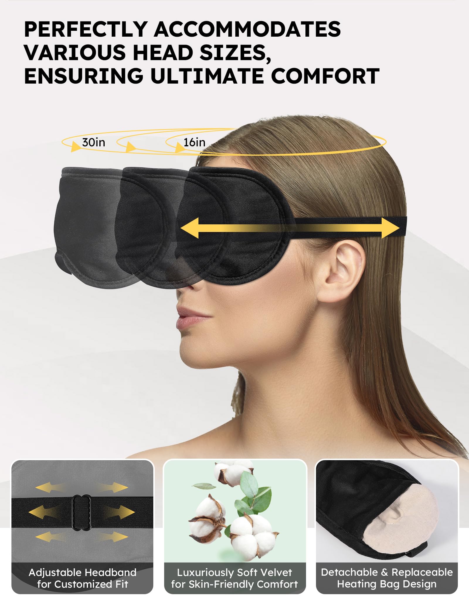 MUSICOZY Heated Eye Mask, Dry Eye Mask, Weighted Eye Mask, Warm Compress for Dry Eye, Moist Heat Eye Mask with Flaxseed Cassia S