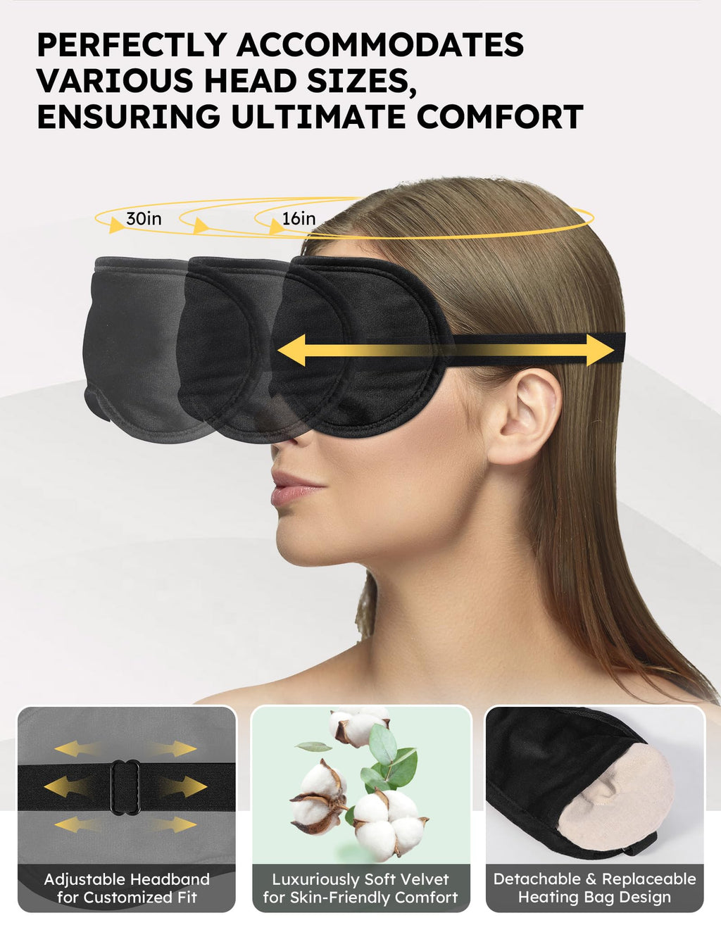 MUSICOZY Heated Eye Mask, Dry Eye Mask, Weighted Eye Mask, Warm Compress for Dry Eye, Moist Heat Eye Mask with Flaxseed Cassia S