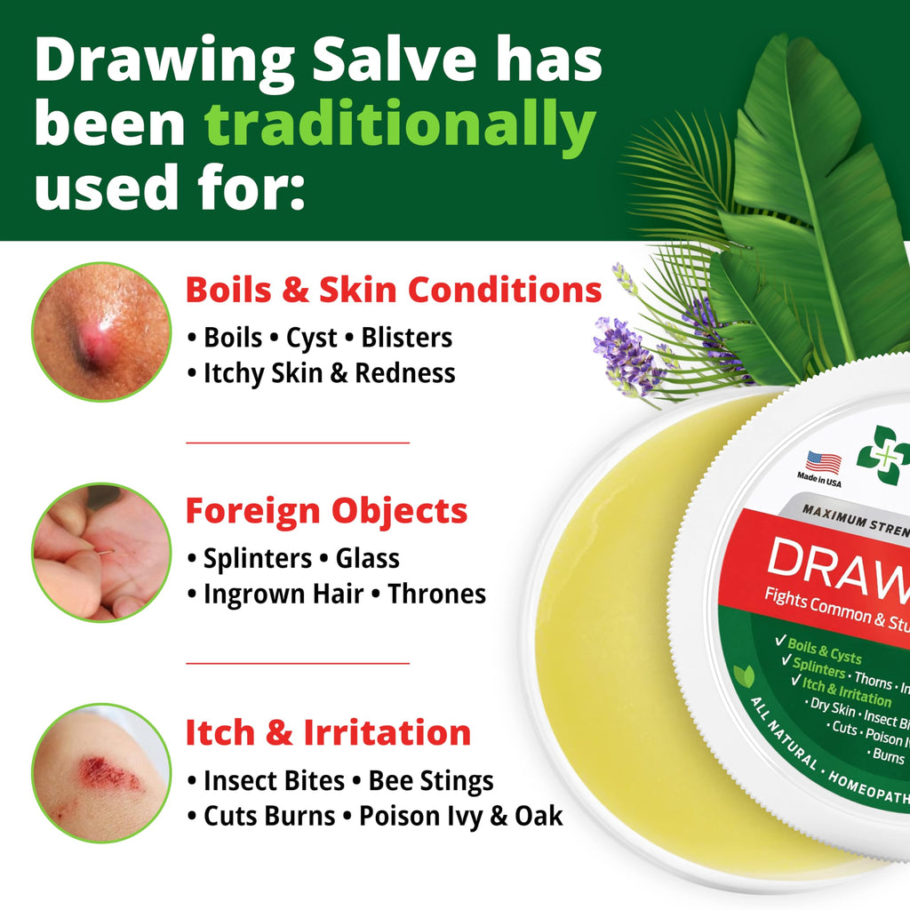 OWELL NATURALS Drawing Salve Ointment 1oz, ingrown Hair, Boil, Splinter Remover, Bug Spider Bites, bee Sting, Mosquito bite Itch