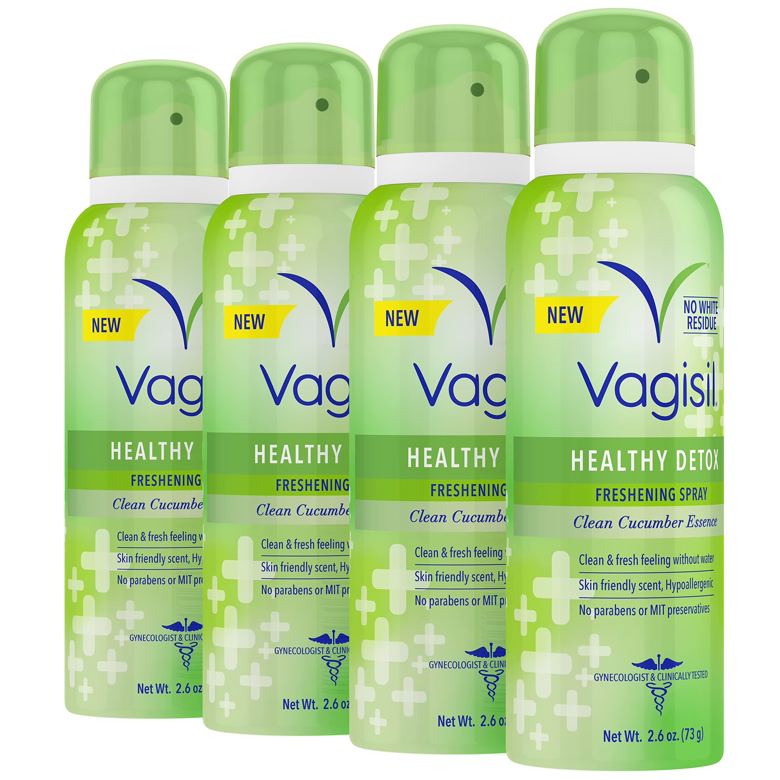 Vagisil Healthy Detox Freshening Spray for Feminine Hygiene, Gynecologist Tested, Paraben Free, Clean Cucumber Essence, 2.6 oz (