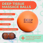 Deep Recovery Sport Myofascial Release Balls (Set of 2) - Extra Firm Lacrosse Ball Massage Ball Therapy - Deep Tissue Massage Ba