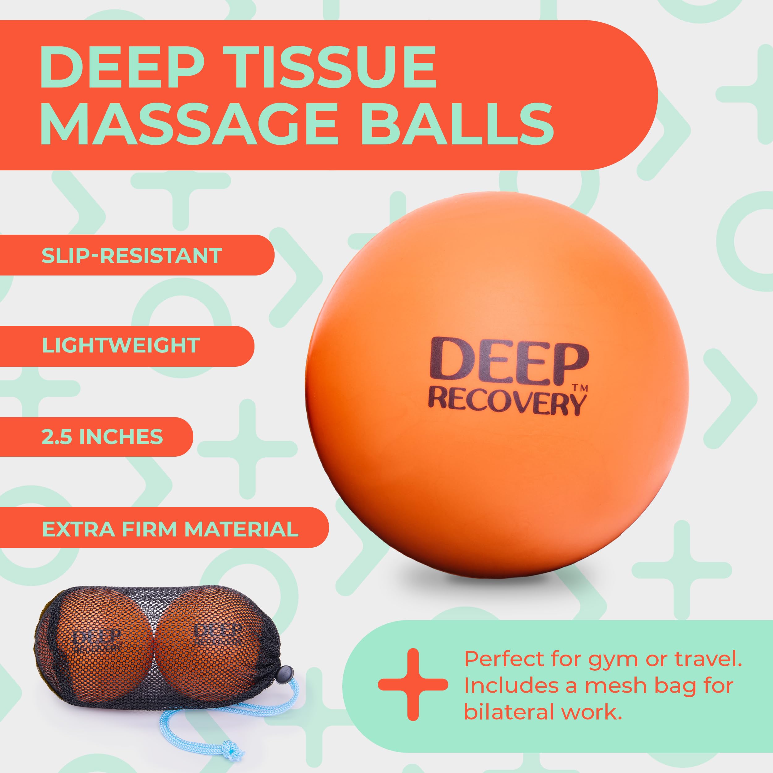 Deep Recovery Sport Myofascial Release Balls (Set of 2) - Extra Firm Lacrosse Ball Massage Ball Therapy - Deep Tissue Massage Ba