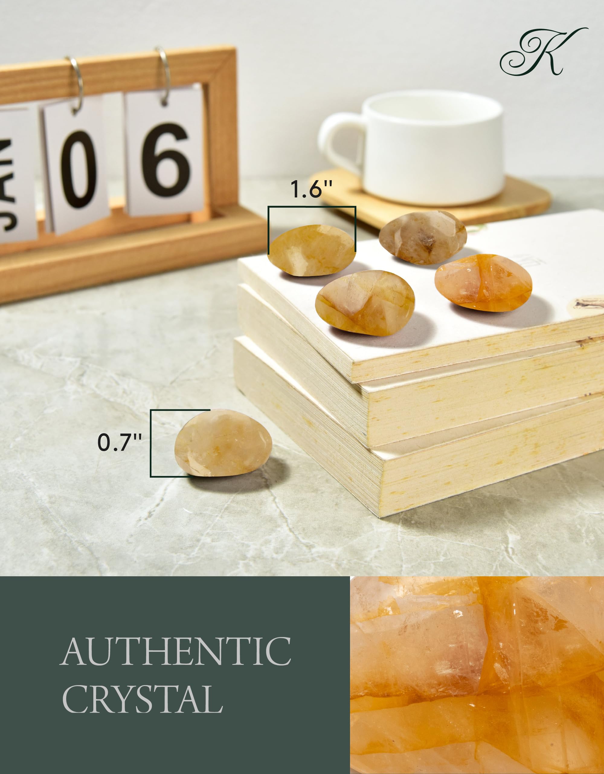 KALIFANO Golden Healer Quartz Heart - Worry Stone with Healing & Calming Effects - AAA Grade High Energy Hematoid Cuarzo with In