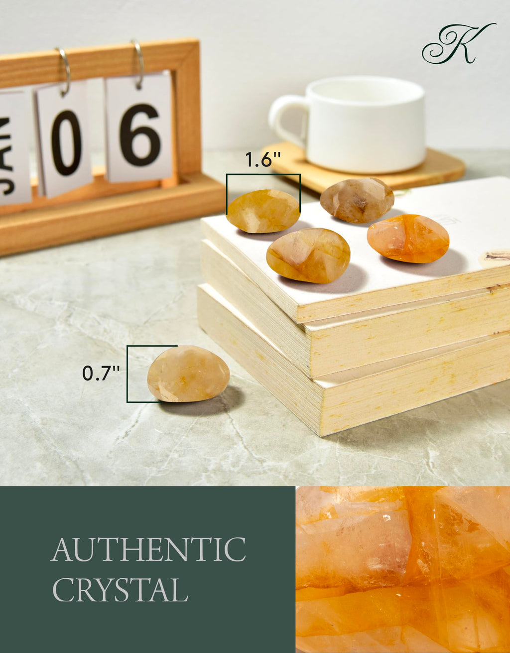 KALIFANO Golden Healer Quartz Heart - Worry Stone with Healing & Calming Effects - AAA Grade High Energy Hematoid Cuarzo with In