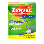 Zyrtec 24 Hour Allergy Relief Berry Chewable Tablets, 10 mg Antihistamine Cetirizine HCl per Tablet, Medicine Relieves Hay Fever