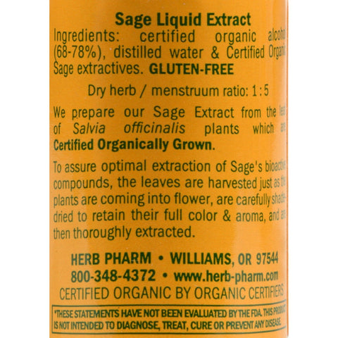 HERB PHARM Organic Sage Extract, 1 FZ