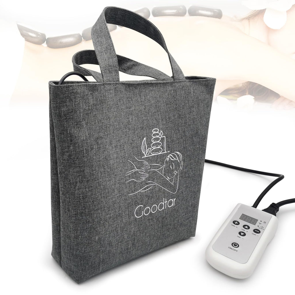 Goodtar Hot Stone Massage Warmer -Stone Heating Bag w/Temp Controller, Portable Electric Spa Hot Stone Massager and Heater for B