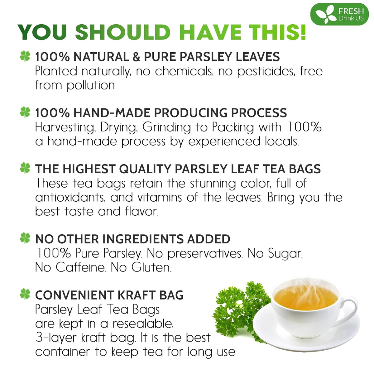 Premium Parsley Leaf Tea Bags, 100% Natural & Pure from Parsley Leaves.