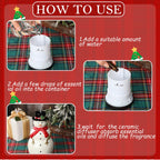 Rossesay Christmas Essential Oil Diffuser 120ml Ceramic Snowman Aromatherapy Humidifier, Holiday Diffuser Gift, Cute Tabletop Ch