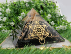 Large Orgone Pyramid of Shungite Stones | Shungite Pyramid Crystal | Metatron Cube Orgonite Pyramid | Organ Pyramids Positive En