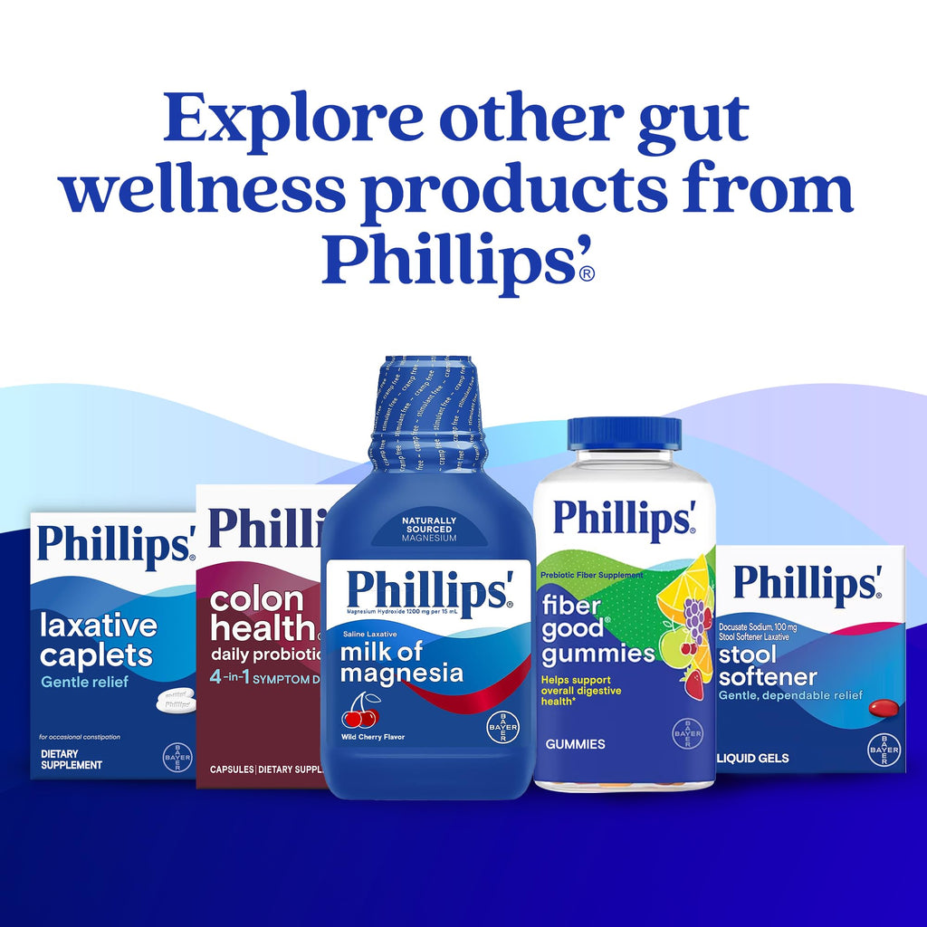 Phillips Stool Softener Liquid Gels, Gentle, Dependable Relief with Docusate Sodium, Cramp and Stimulant Free, Easy to Swallow F