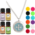 Wild Essentials Cross Necklace Essential Oil Diffuser Kit with Lavender, Lemongrass, Peppermint, Orange Oils, 12 Refill Pads, Ca