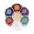 CrystalTears 7 Chakra Crystal Stones Natural Reiki Healing Crystals Gemstones with Engraved Chakra Symbol Tumbled Polished Chakr
