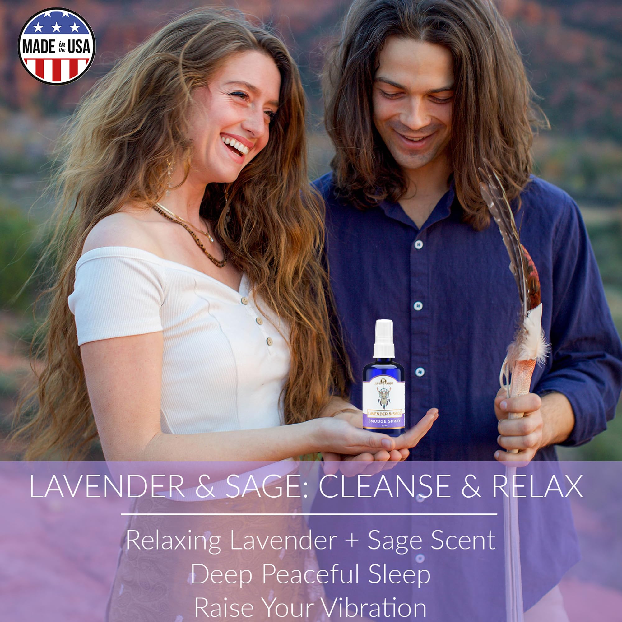 Lavender and Sage Smudge Spray (4oz) Calm & Clear - Smudge Mist for Cleansing Negative Energy - Smokeless Sage Water Spiritual R