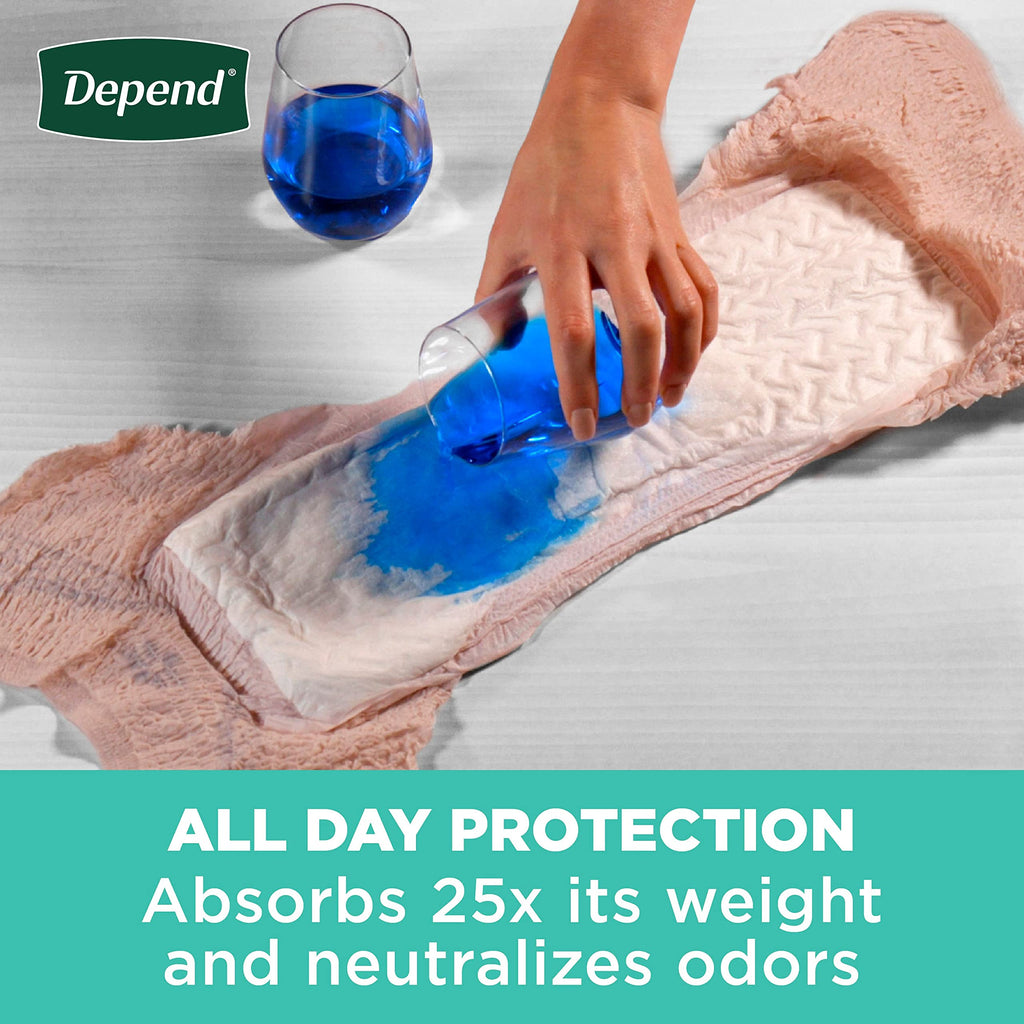 Depend Fresh Protection Adult Incontinence & Postpartum Bladder Leak Underwear for Women, Disposable, Maximum, Large, Blush, 28