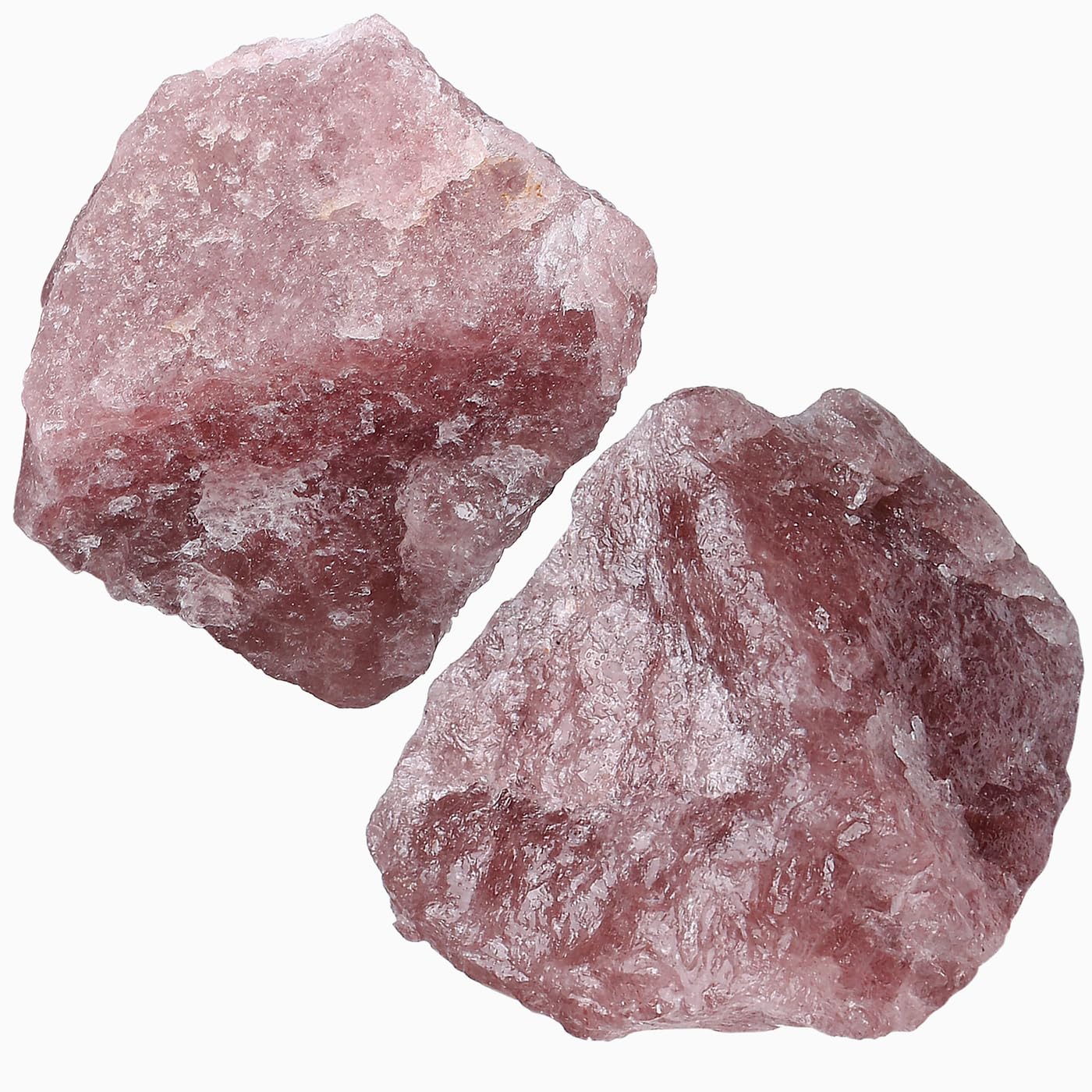 NUKAYAI 2Pcs Strawberry Quartz 1.8-2.2 Large Raw Crystals Rocks Rough Stones Healing Crystal for Polishing Decoration DIY Wrappi