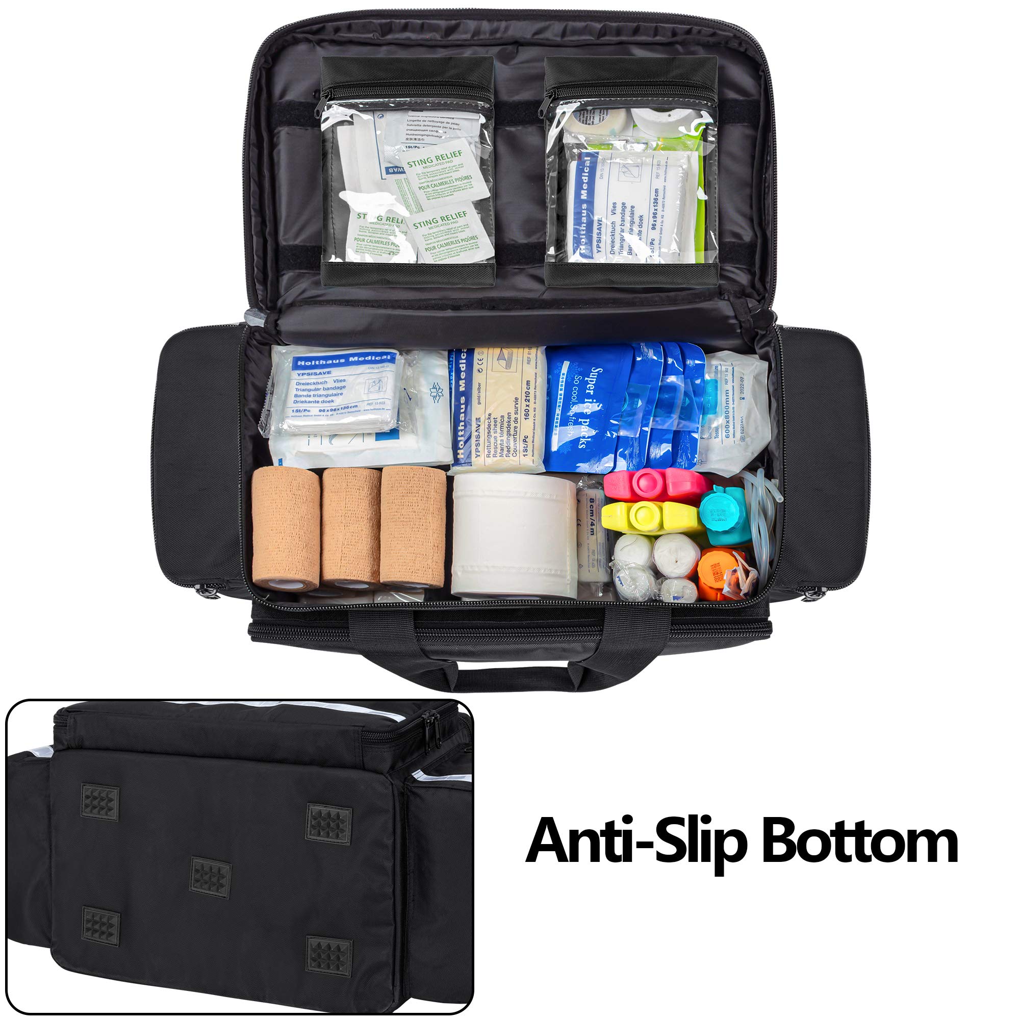 Trunab First Aid Bag Empty Medical Duffel Bag First Responder Trauma Bag Storage Bag with Inner Dividers and No-scratch Bottom,