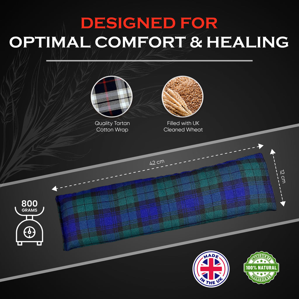 Microwavable Heating Pads for Winter Warmth, Back, Stomach & Head Comfort - Kalore Soft Cotton Tartan Neck Wrap - Even Heat Dist