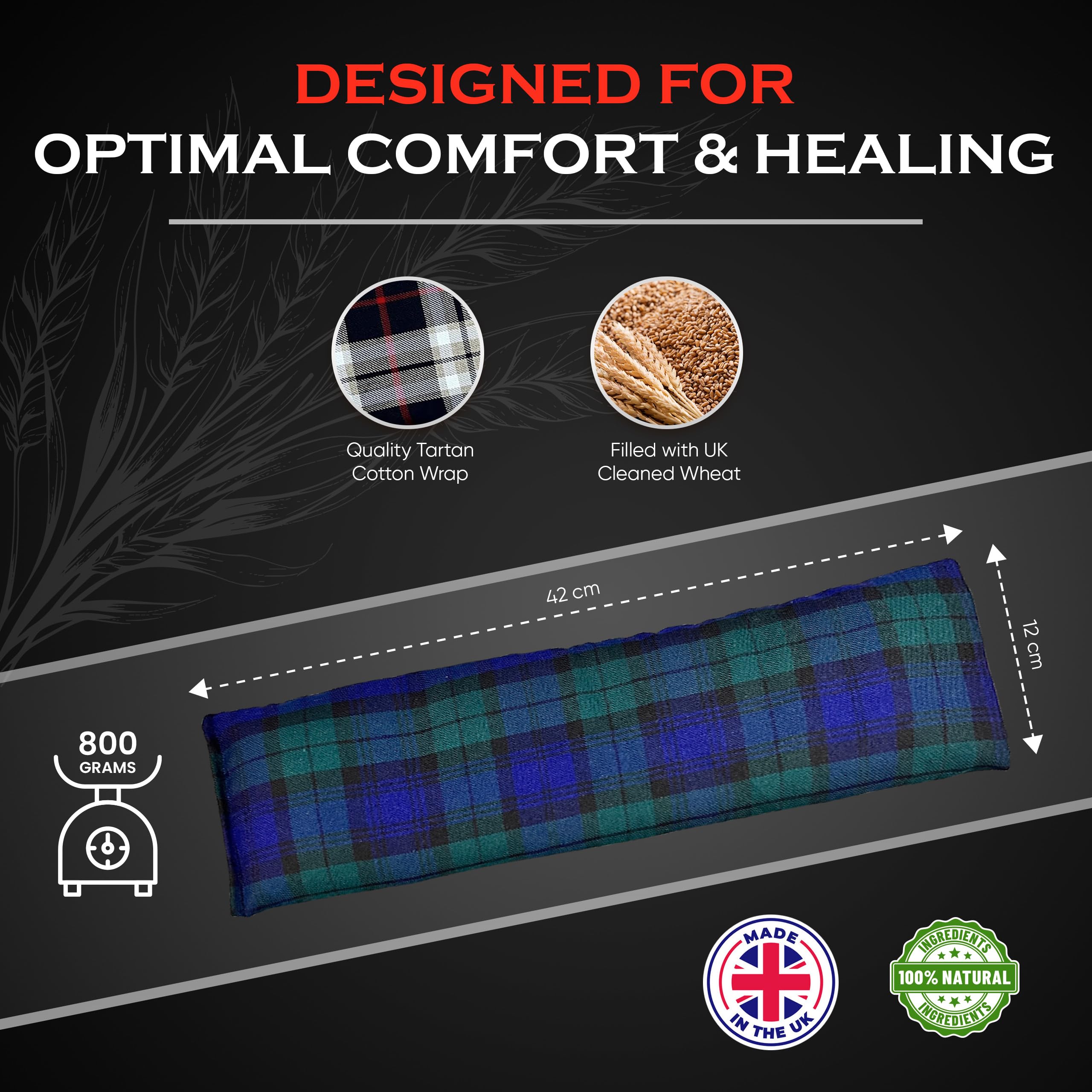 Microwavable Heating Pads for Winter Warmth, Back, Stomach & Head Comfort - Kalore Soft Cotton Tartan Neck Wrap - Even Heat Dist