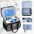 LUXJA 2 Layers Medicine Bag with Detachable Divider, Pill Bottle Organizer Suitable for Home or Travel Use, Gray