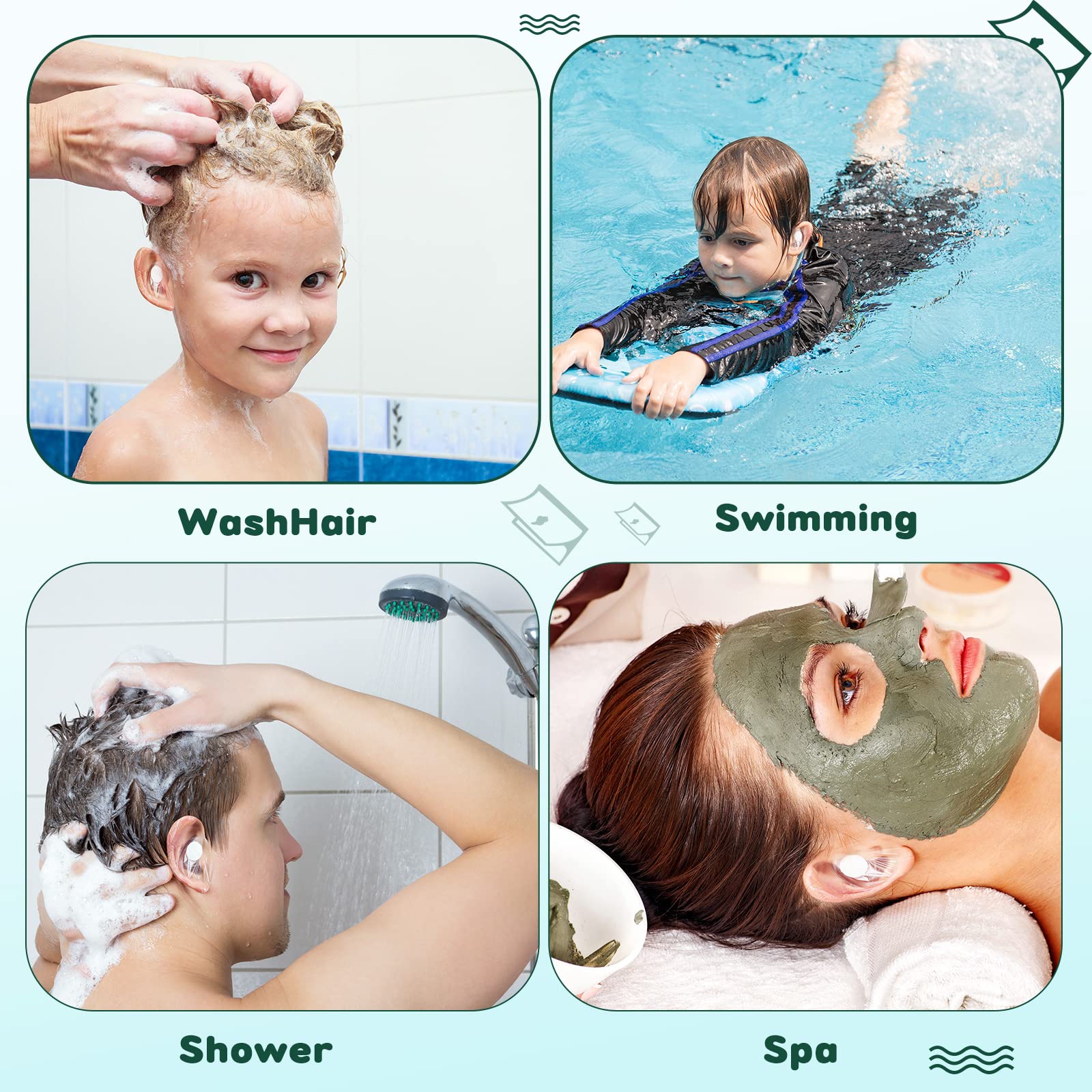 Kingdder 60 Pcs Baby Ear Covers for Bath Waterproof Ear Protection Plugs for Swimming Kids Newborn Shower Surfing Snorkeling and