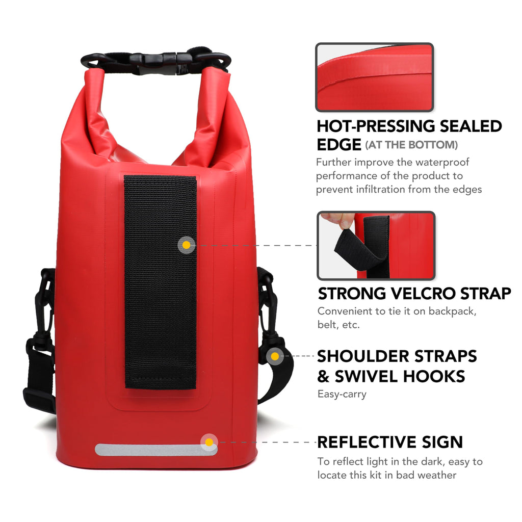 250 PCS Waterproof First Aid Kit, Roll Top Reflective Boat Dry Bag Bug Out Bags, Emergency Medical Kit Ideal for Boating, Campin