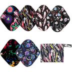 7pcs Set 1pc Mini Wet Bag +6pcs 8 Inch Cloth Mama Cloth/Menstrual Pads/Reusable Sanitary Pads/Panty Liners
