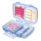 Fullicon Travel Pill Organizer, 4 Compartments Portable Pill Case, Moisture Proof Small Pill Box with Labels, Travel Pill Case w