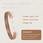 MagEnergy Copper Bracelets for Women, 99.9% Pure Copper Vintage Flower Magnetic Bangle with 3500 Gauss Magnets,6.8 Adjustable Cu