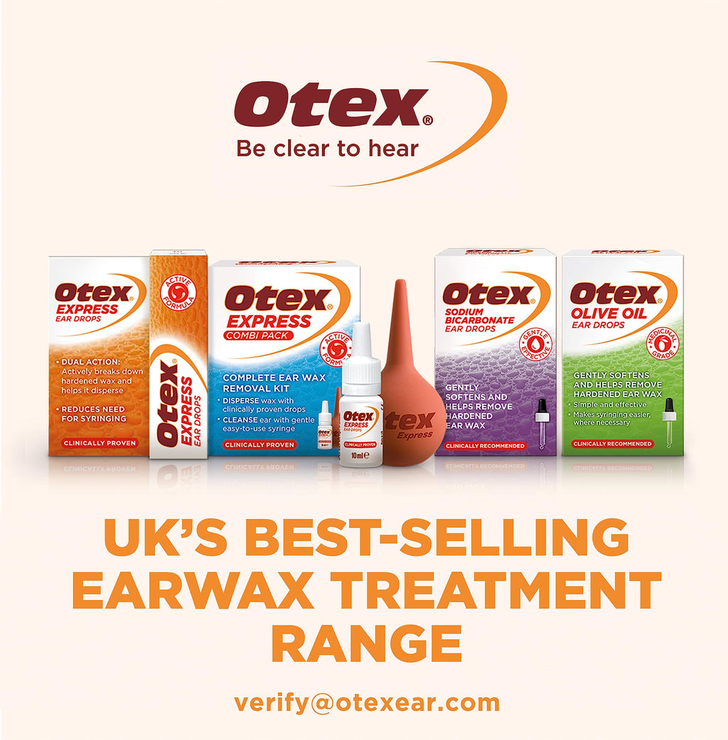 Otex Olive Oil Ear Drops for Natural, Gentle Removal of Excessive, Hardened Ear Wax. Bottle with Dropper Applicator, 10 ml (Pack