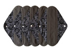 5 Pieces Charcoal Bamboo Mama Cloth/Menstrual Pads/Reusable Sanitary Pads (Black lace, Heavy (12 inch))