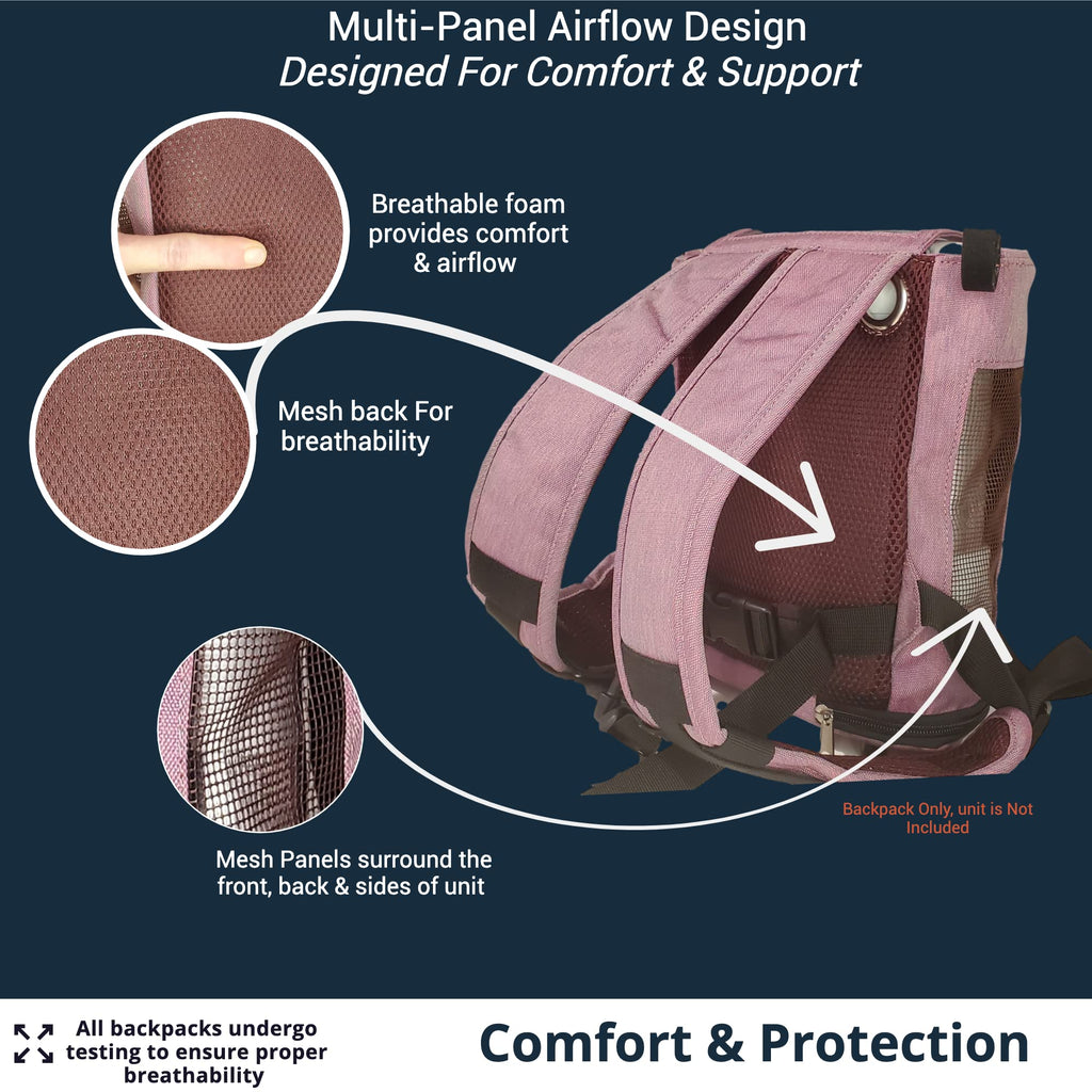 O2TOTES Ultra Lightweight Backpack For Inogen One G3 Unit (Patented Design) (Burgundy) FITS ONLY: INOGEN ONE G3 UNITS: IS-300 OR