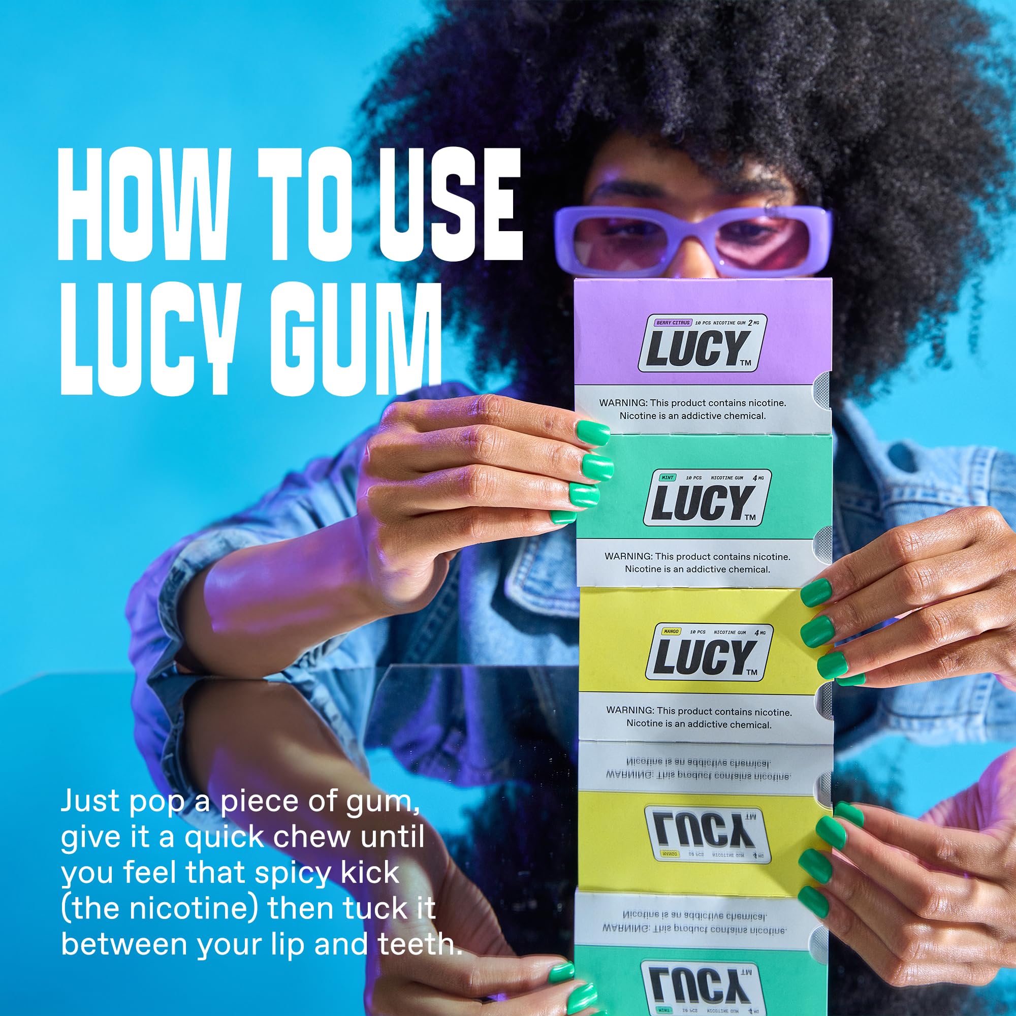 LUCY Nicotine Gum 2mg, 90 Count, Mint, Berry Citrus, Mango - Canada NPN# 80120060 - NRT Stop Smoking Aid, Reduce Withdrawal Symp