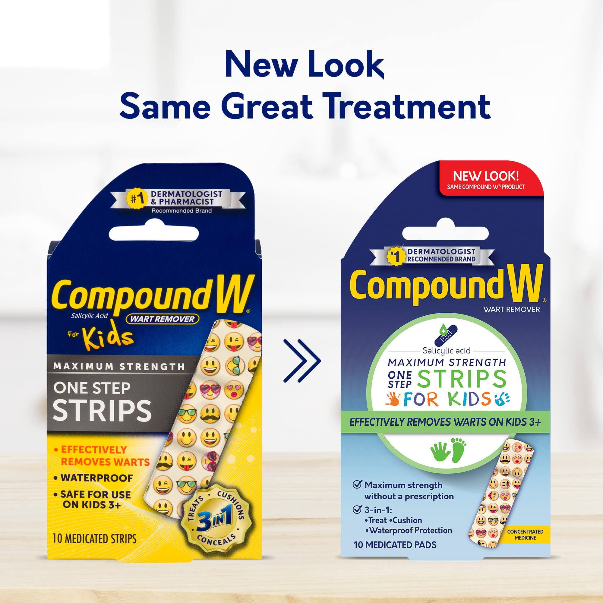 Compound W One Step Wart Remover Strips for Kids, 10 Medicated Strips